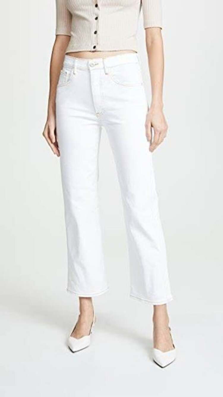 Anthropologie 3x1 Joni White Stitched High Rise Straight Leg Jeans Size 26
